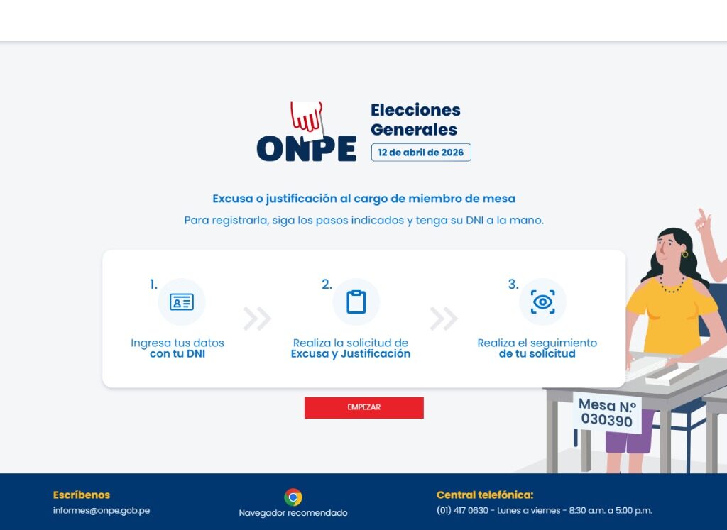 ONPE recibe solicitudes de excusa para no ser miembro de mesa